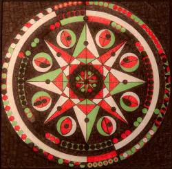 geometric drawing with a kaliedoscopic pattern